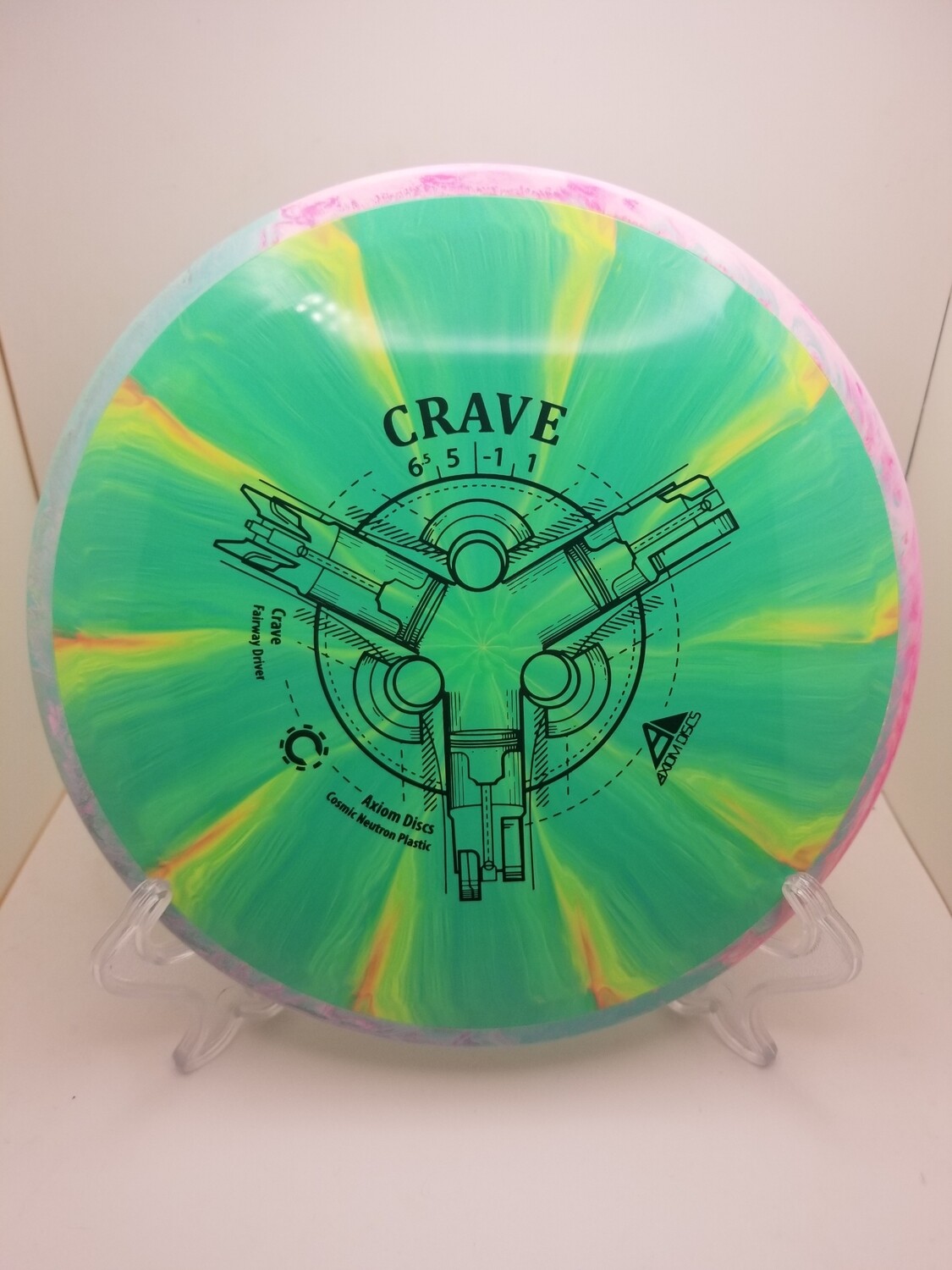 Axiom Discs Cosmic Neutron Crave Green and Orange Burst with Blue/Pink Swirl Rim 173g