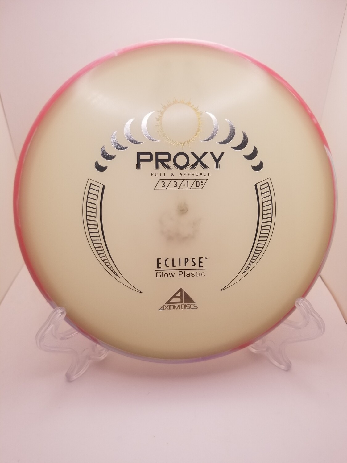 Axiom Discs Proxy Glow Eclipse Stamped with Red/Purple/Teal/White Swirly Rim 172g