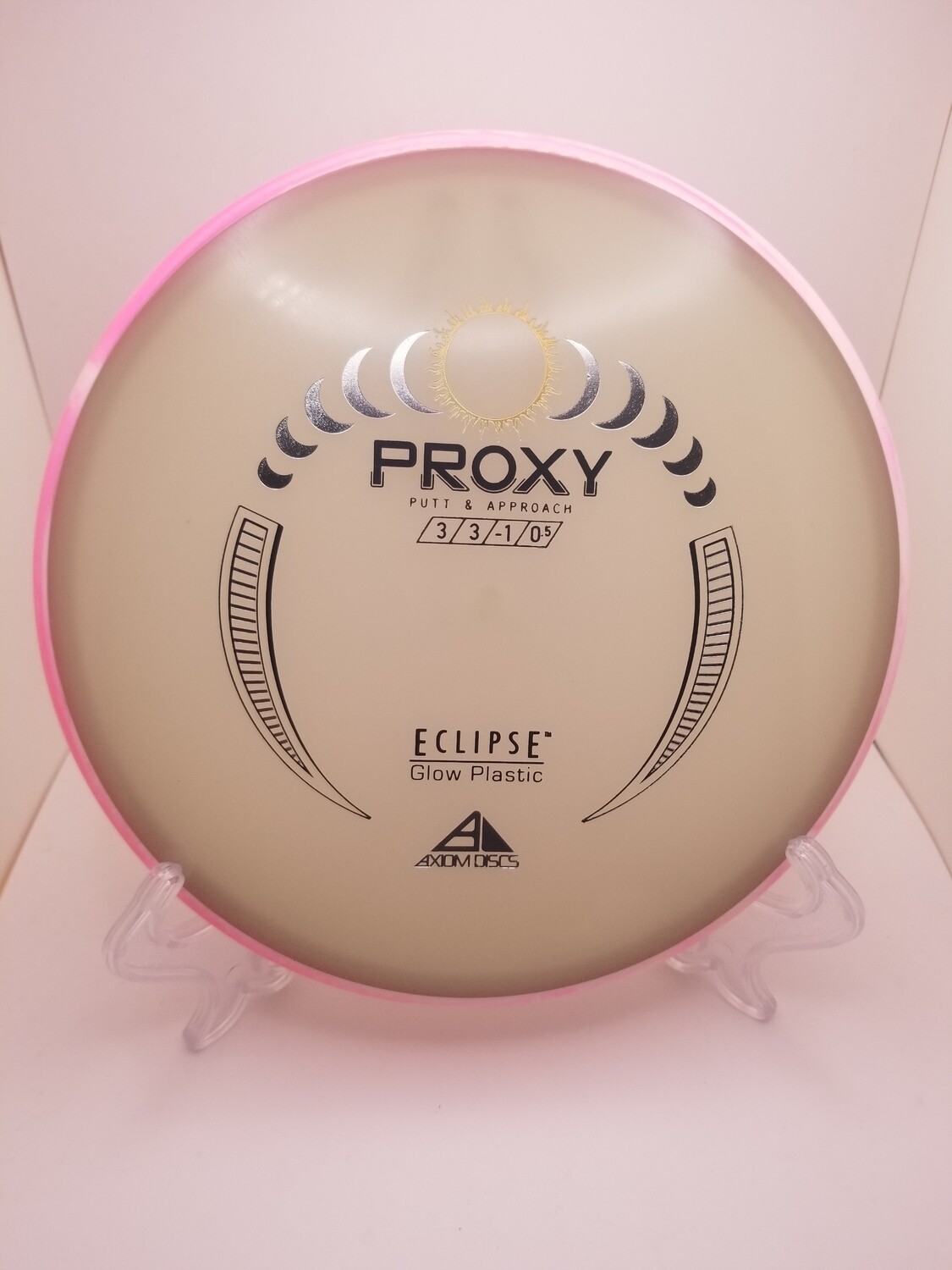 Axiom Discs Proxy Glow Eclipse Stamped with Pink/White Swirly Rim 172g