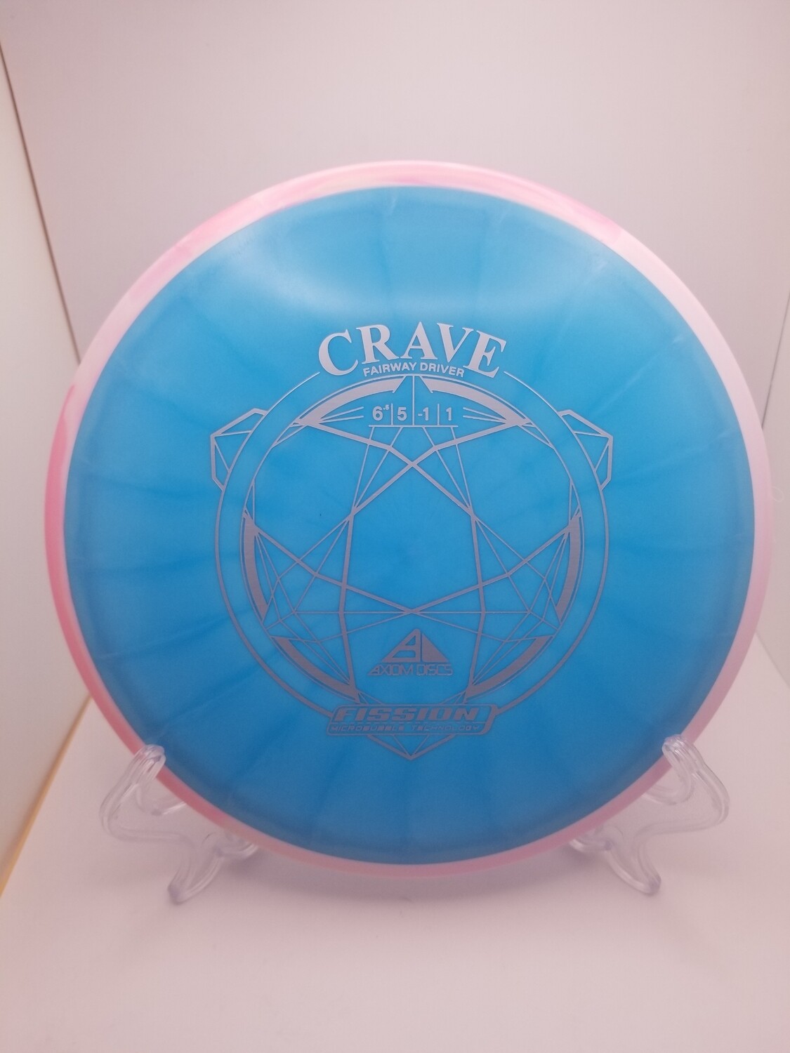 Axiom Discs Crave Baby Blue with Pink Swirly Rim Fission Stamped 152g
