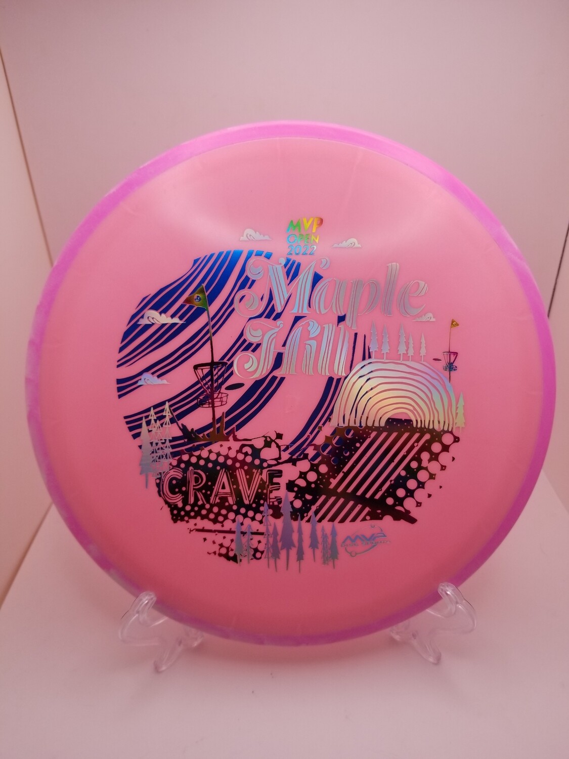 Axiom Discs Fission Crave MVP Open 2022 Maple Hill DGC Special Edition fairway driver Pink Plate with Pink/white Swirly Rim 174g