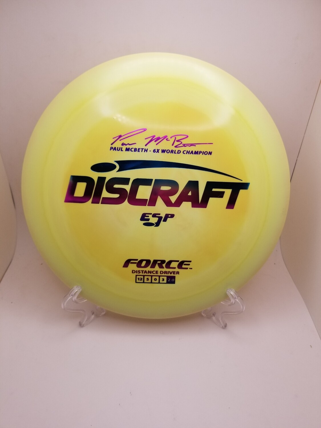 Discraft Discs Paul McBeth 6x ESP Force Signature Series Pastel Yellow Swirl with Gradient Stamp 167-169g
