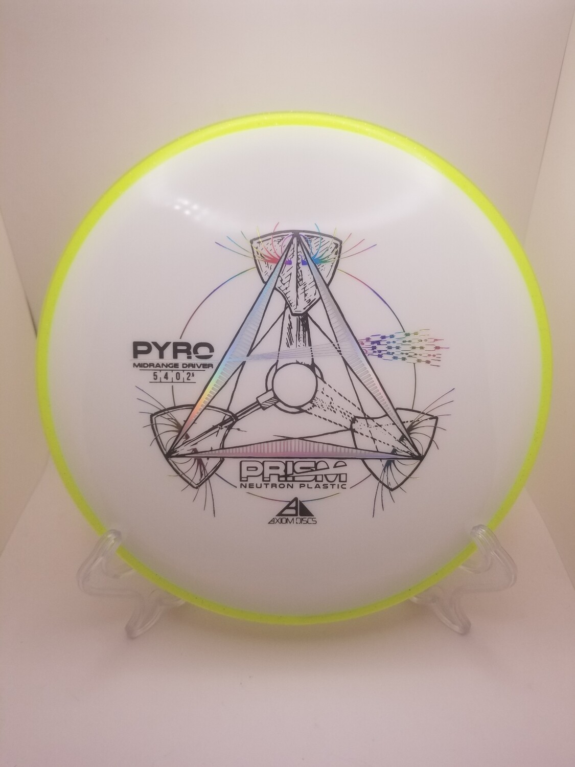 Axiom Discs Pyro White with Dayglow Green Rim 178g