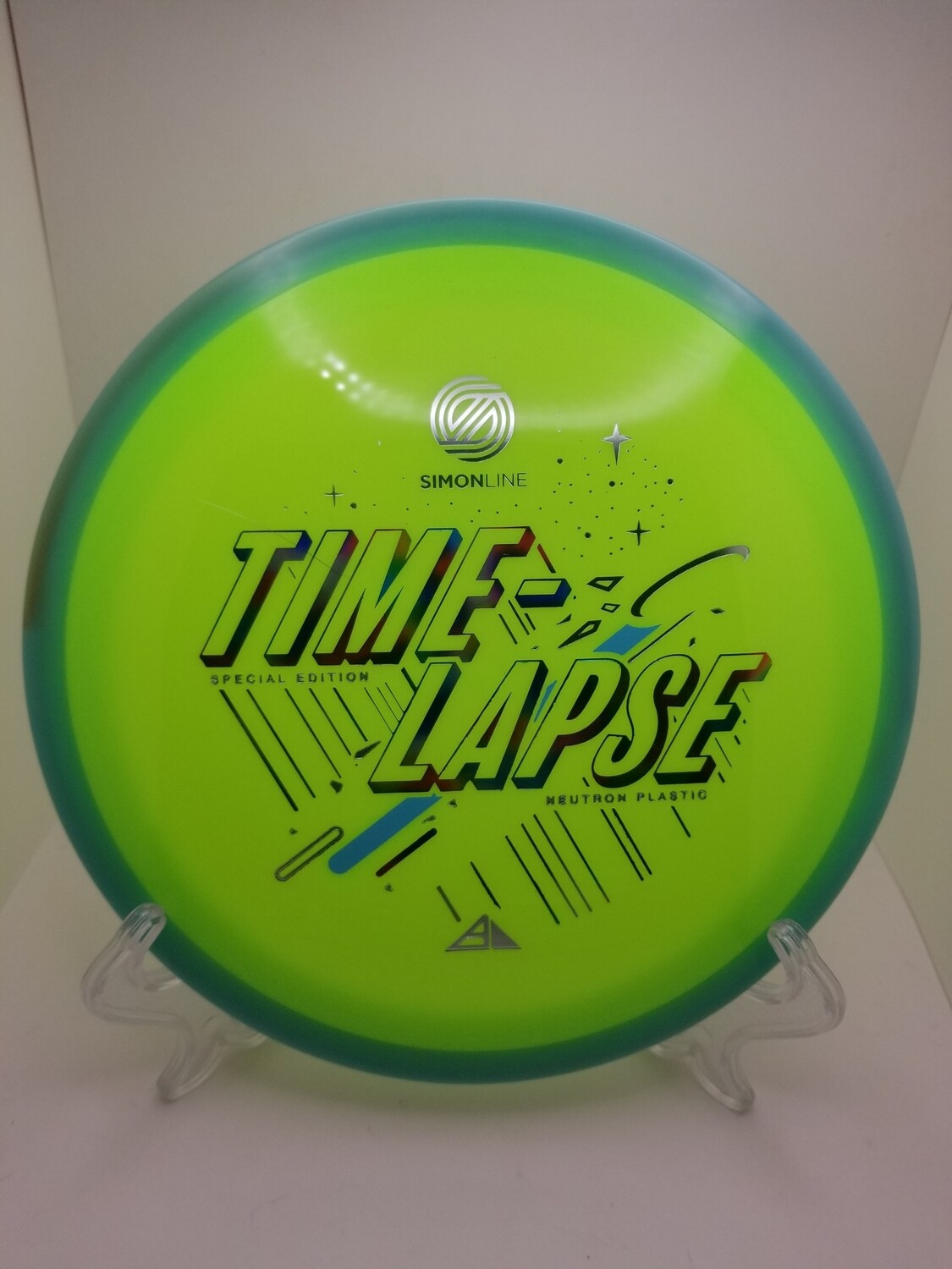 Axiom Discs Special Edition Time Lapse Dayglow Green and Swirly Blue Rim Neutron 175g. Simon Line