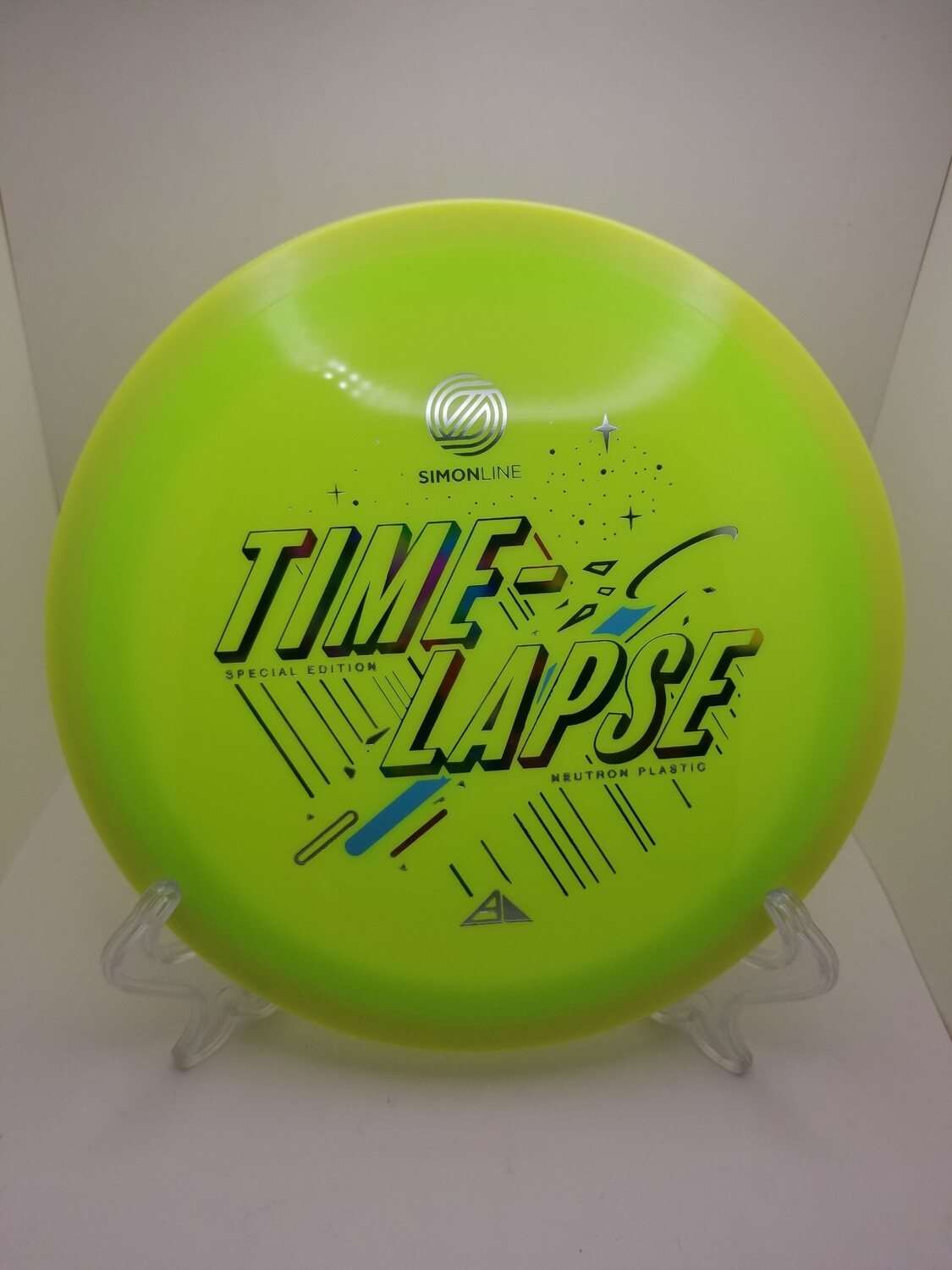 Axiom Discs Special Edition Time Lapse Dayglow Green Plate and Swirly Yellow Rim Neutron 173g. Simon Line
