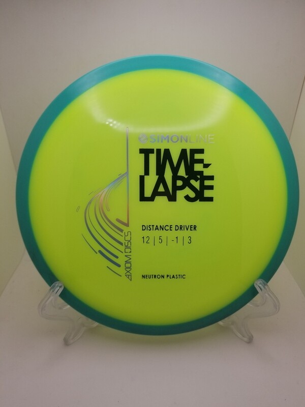 Axiom Discs Simon Line Stock Time-Lapse Neutron Dayglow Yellow Plate with Teal Blue Rim 174g