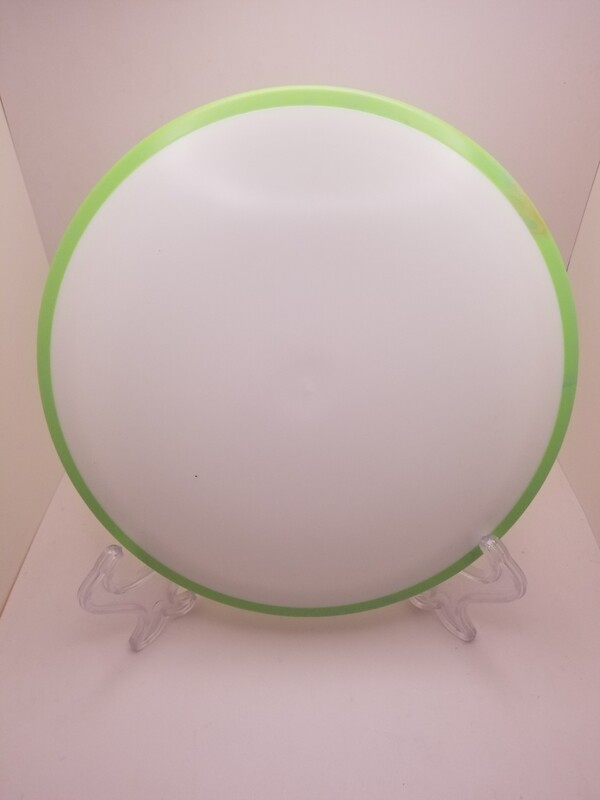 Dyers&#39; Delight - Axiom Discs Crave White with Green swirly Rim Fission 165-169 g
