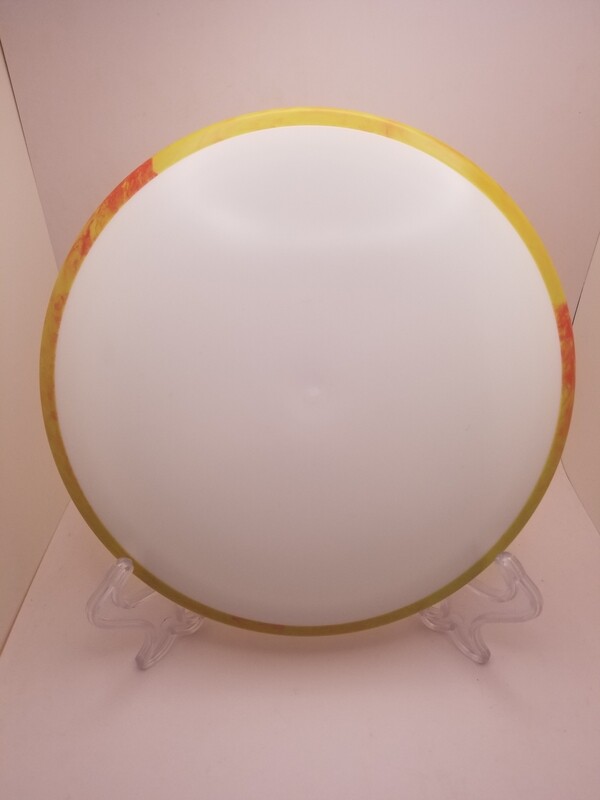 Dyers&#39; Delight - Axiom Discs Crave White with Orange/Yellow swirly Rim Fission 165-169 g