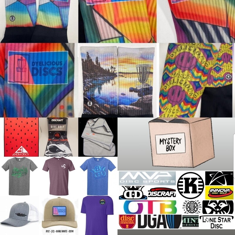 Apparel/Accessory and Disc Mystery Box. Choose 1,2,3,5,7 OR 10 Discs. Plus choose 1,2, or 3 Apparel items/Accessory items.