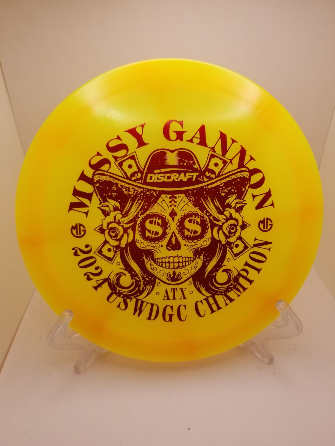 Discraft Discs 2024 USWDGC Missy Gannon Z Swirl Undertaker Yellow/Orange Burst with Red Stamp 173-174g