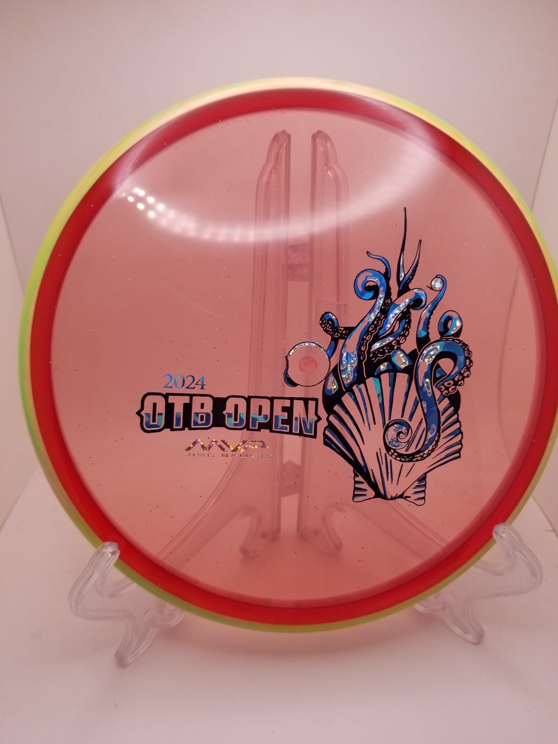 Axiom Discs Phase 1 2024 OTB Open Proton Soft Paradox Red with Swirly Orange/Green Rim Weight: 174g