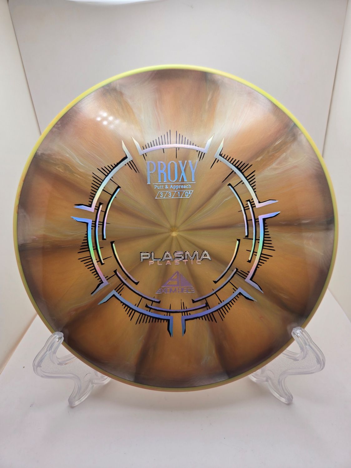 Axiom Discs Proxy Plasma Brown Burst with Orange/Yellow Swirly Rim 171g