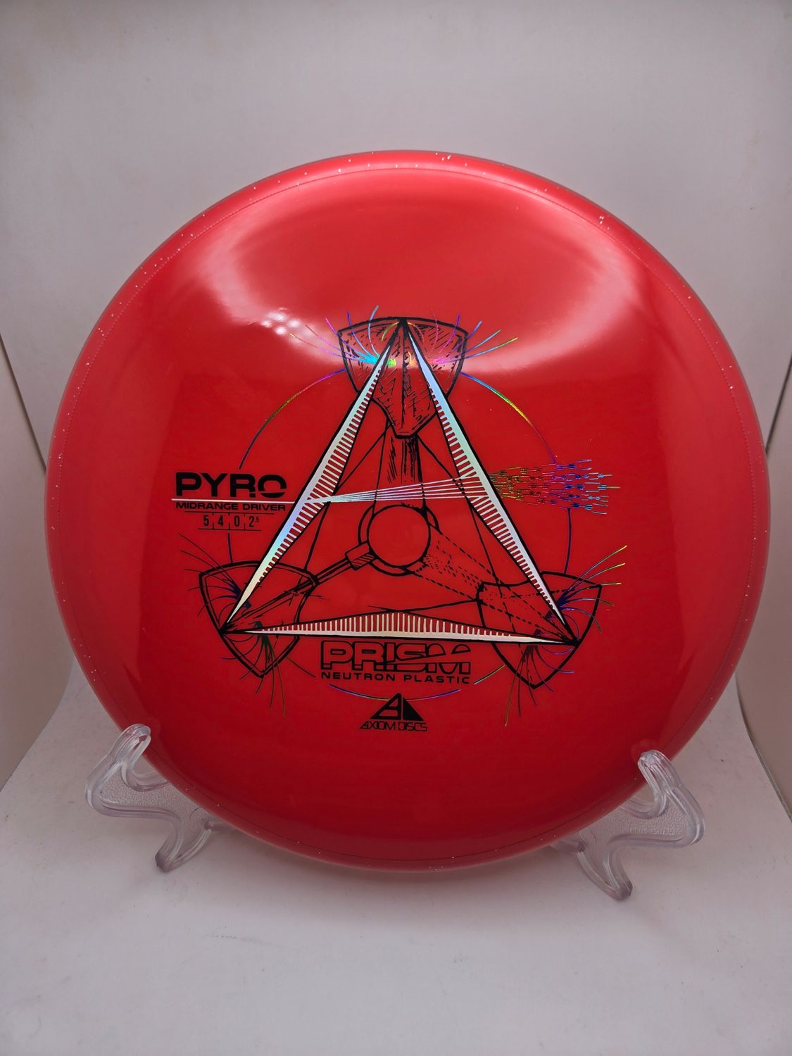 Axiom Discs Pyro Prism Neutron Plastic Red with Red sparkly rim 172g