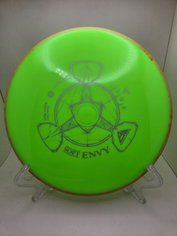 Axiom Discs Envy Soft Neutron Dayglow Green with Orange Swirly Rim 172g.