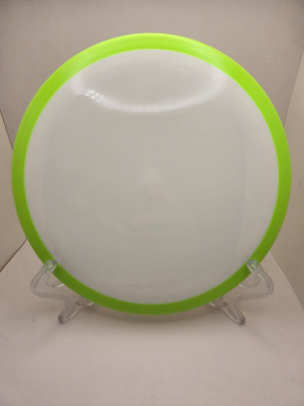 Dyers&#39; Delight Axiom Discs Blank White Defy Neutron with Dayglow Green Rim 171g