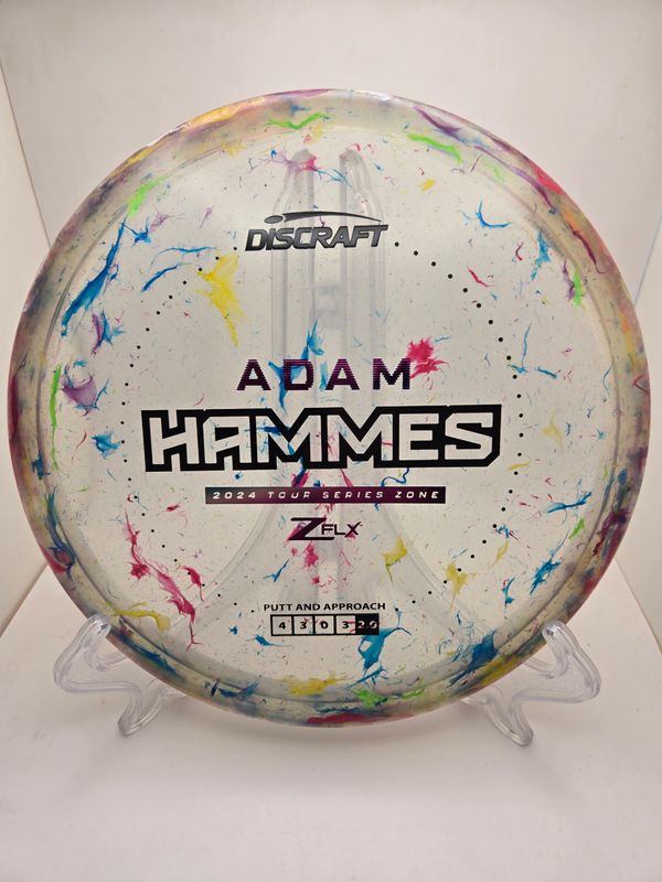 Discraft Discs 2024 Adam Hammes Tour Series Zone Zflx Clear with Pink/red/blue mixed in 173-174g