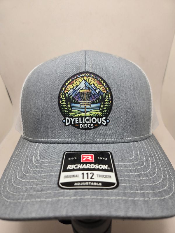 Dyelicious Discs Disc Golf Trucker Hat R112 - Heather Grey/White