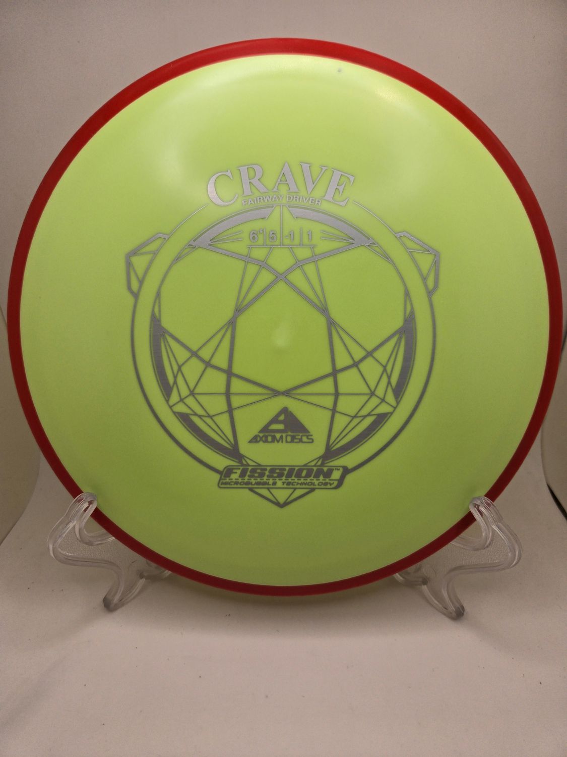 Axiom Discs Crave Dayglow Yellow with Red rim Fission 154g