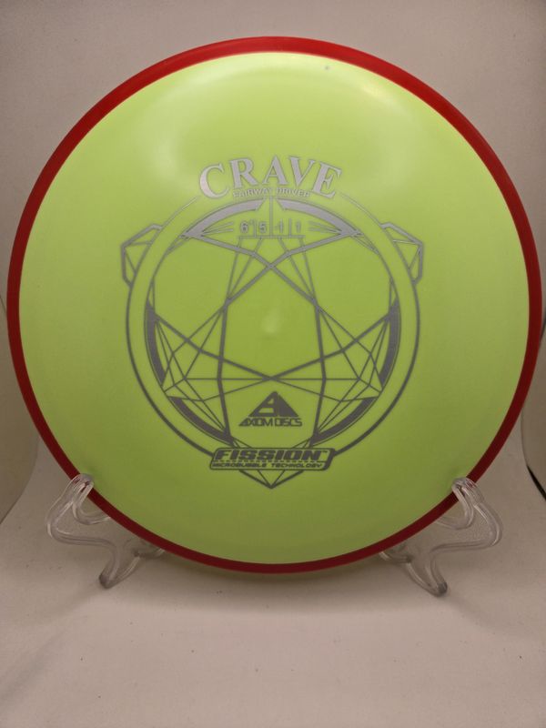 Axiom Discs Crave Dayglow Yellow with Red rim Fission 154g