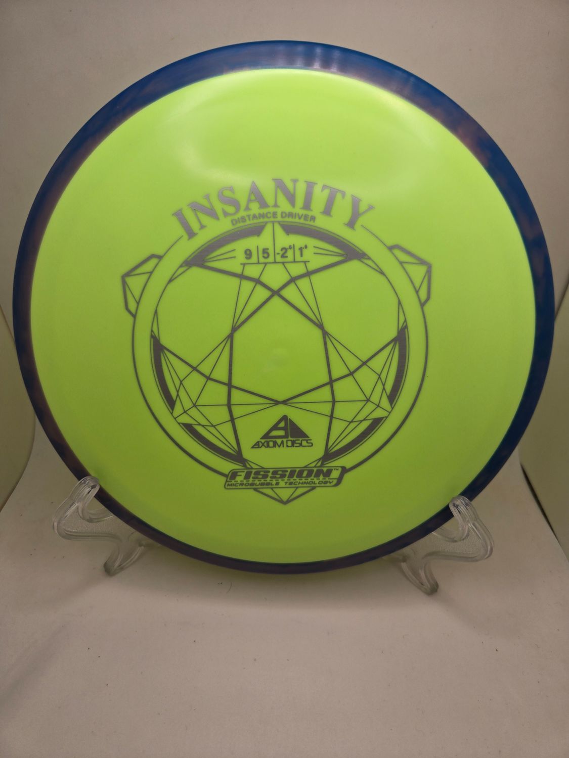 Axiom Discs Insanity Dayglow Yellow with Blue Swirly Rim Fission 158g