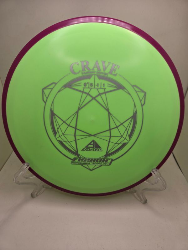 Axiom Discs Crave Dayglow Green with Purple rim Fission 164g
