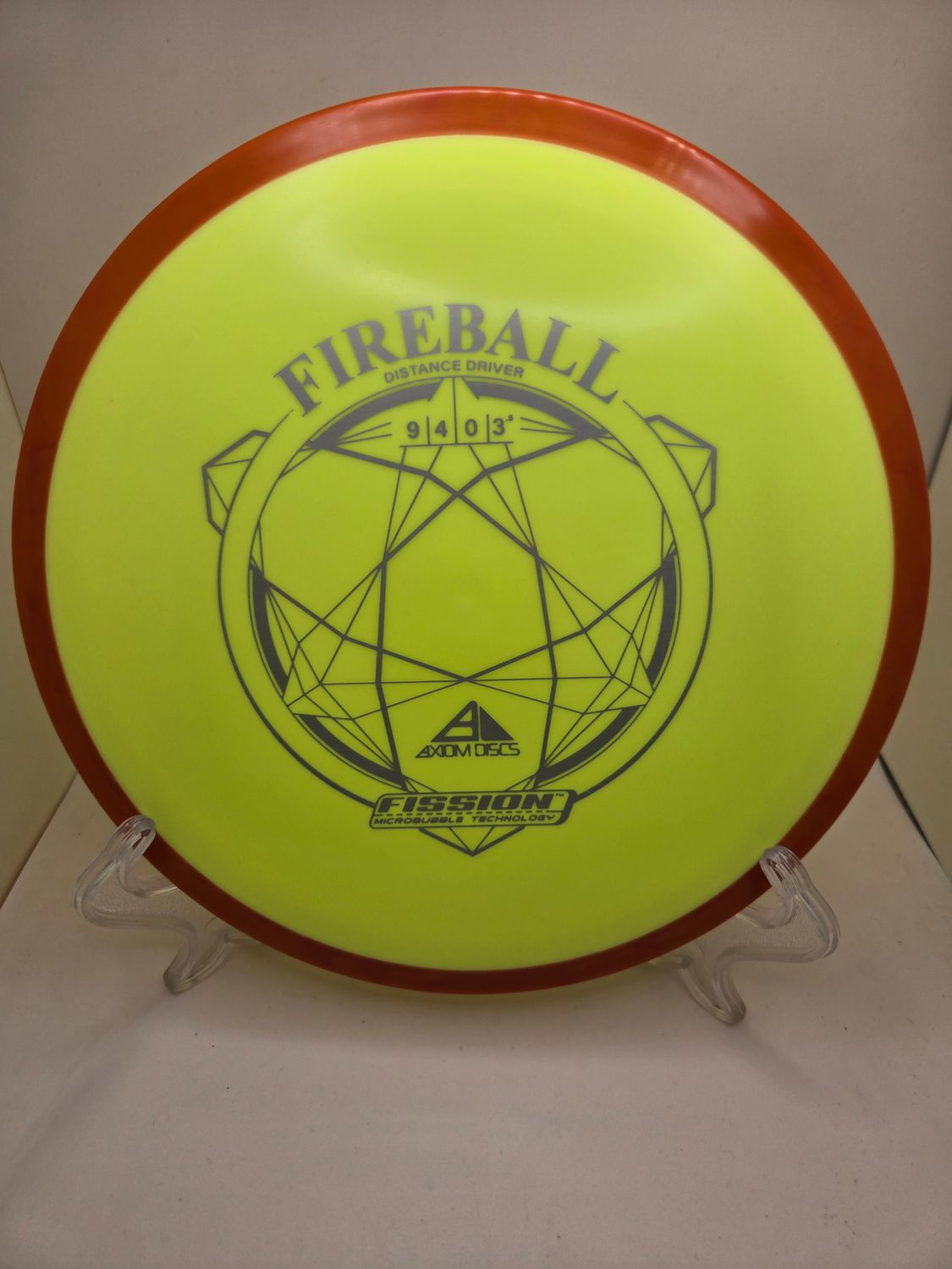 Axiom Discs Fireball Dayglow Yellow with Orange rim fission 164g