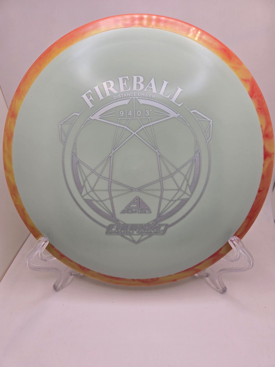 Axiom Discs Fireball Light Grey with Orange swirly rim fission 167g