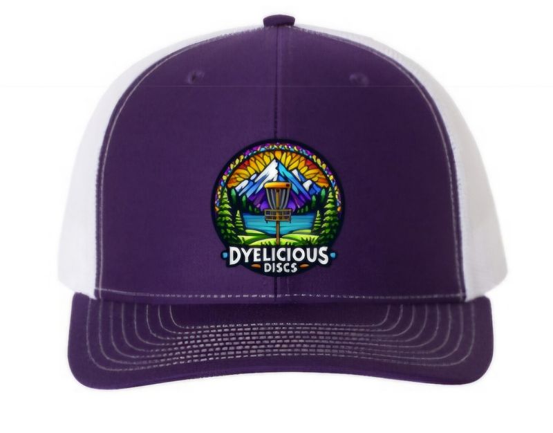 Dyelicious Discs Disc Golf Trucker Hat R112 - Purple/White