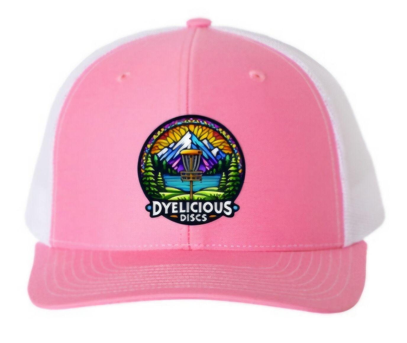 Dyelicious Discs Disc Golf Trucker Hat R112 - Pink/White