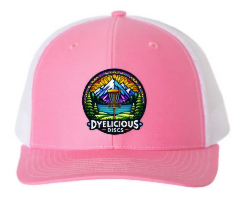 Dyelicious Discs Disc Golf Trucker Hat R112 - Pink/White