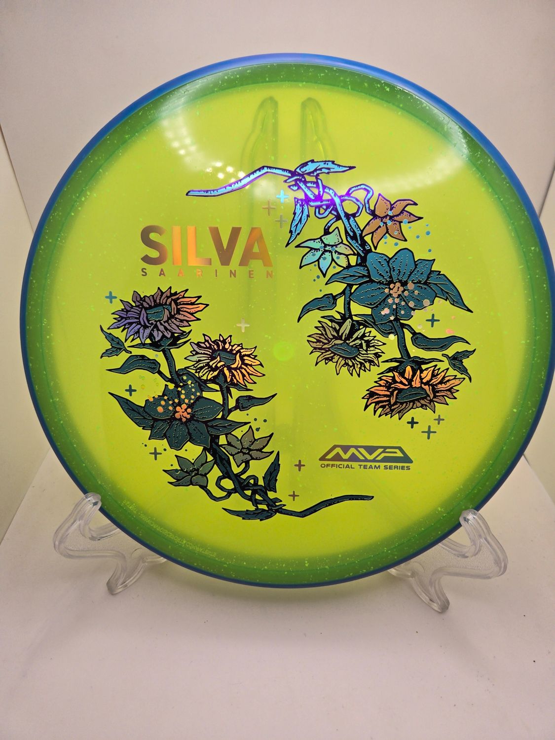 Axiom Particle Glow Soft Proton Proxy - Silva Saarinen Team Series Dayglow Yellow with Blue Rim 174g
