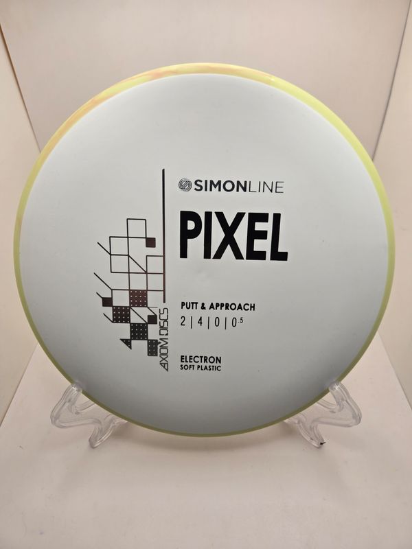 Axiom Discs- Simon Line - Electron Pixel Soft- Stock White with Yellow/Orange Swirly Rim 173g.