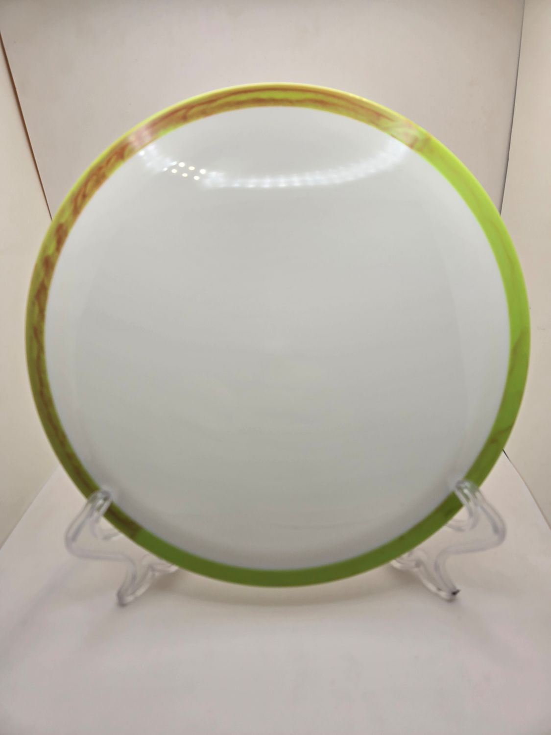 Dyers&#39; Delight Axiom Discs Fireball Neutron Blank White with Green/Orange Rim 172g