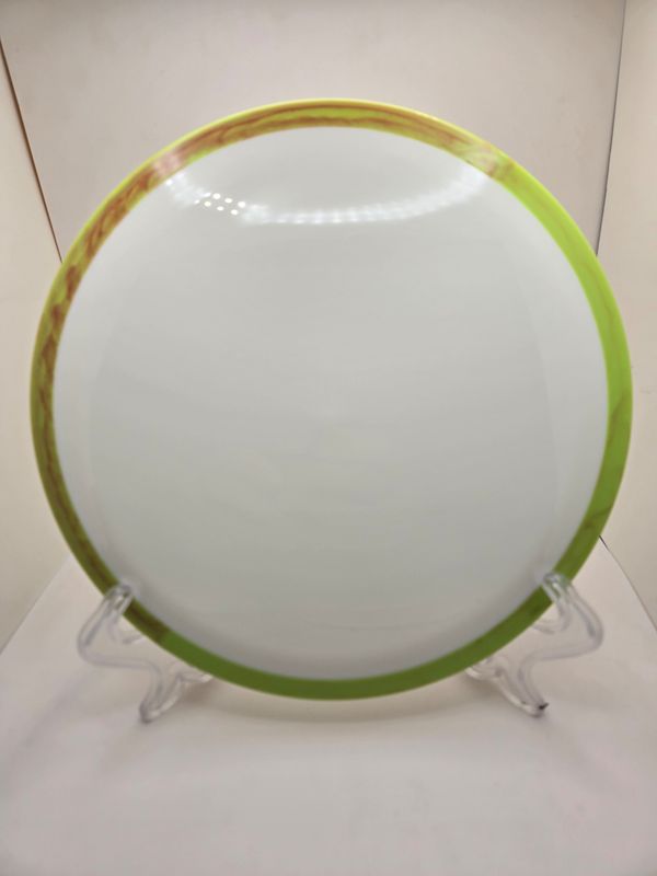 Dyers&#39; Delight Axiom Discs Fireball Neutron Blank White with Green/Orange Rim 172g