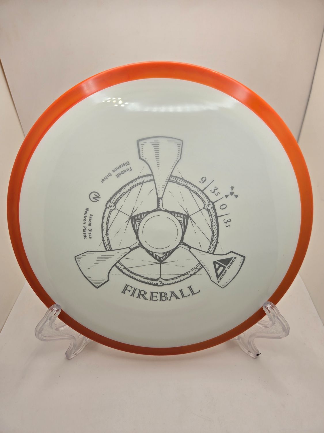 Axiom Discs Fireball Neutron White with Orange Rim 161g