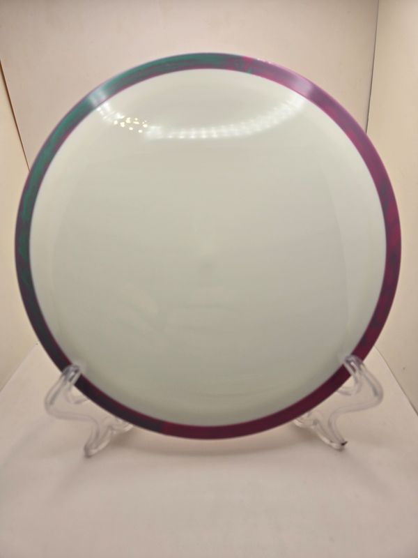 Dyers&#39; Delight Axiom Discs Fireball Neutron Blank White with Purple/Teal Rim 173g