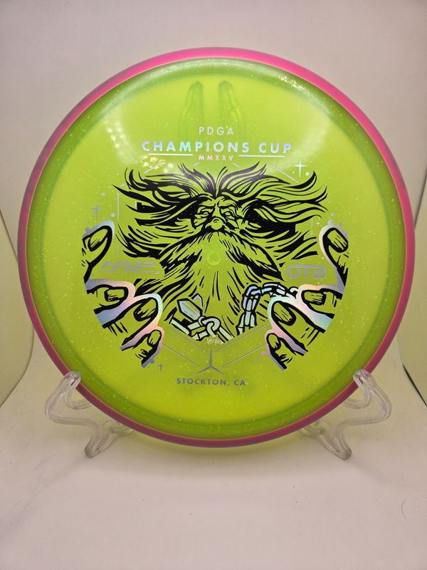 Axiom Discs Particle Glow Proton Hex - Champions Cup Edition Dayglow Yellow with Pink Rim 177g