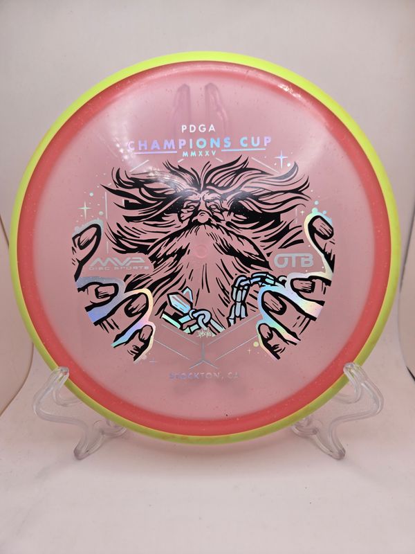 Axiom Discs Particle Glow Proton Hex - Champions Cup Edition Pink with Swirly Yellow/Orange Rim 176g