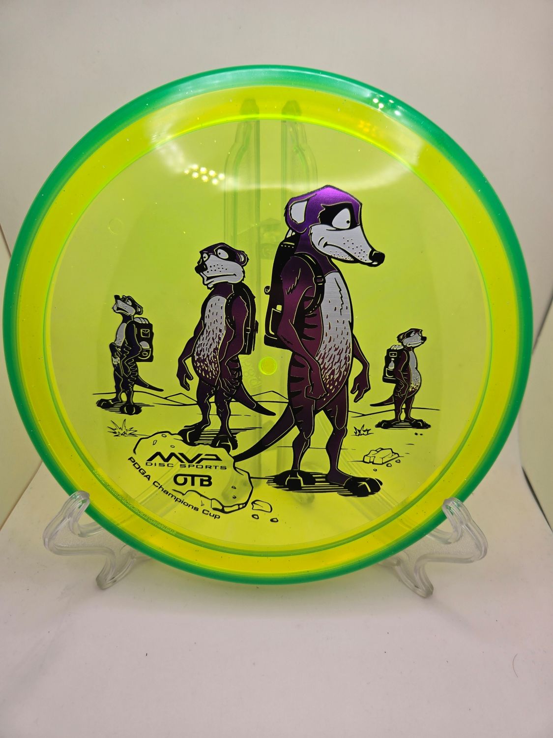 Axiom Discs Prism Proton Crave - Champions Cup Edition Dayglow Yellow with Green Rim Purple Stamp 158g