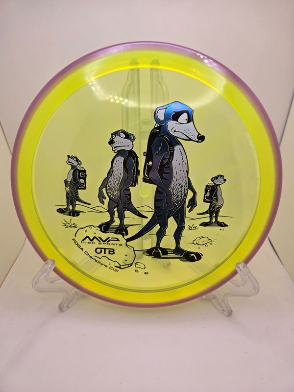Axiom Discs Prism Proton Crave - Champions Cup Edition Dayglow Yellow with Pink Rim Blue Stamp 159g