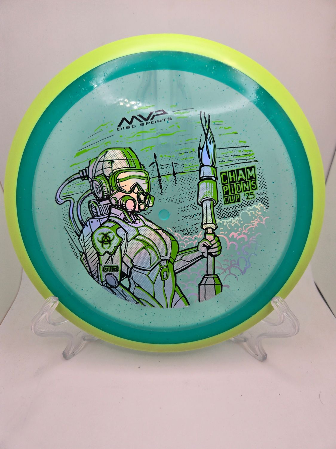 Axiom Discs Particle Glow Proton Virus - Champions Cup Edition Aqua Green with Dayglow Yellow Rim 172g