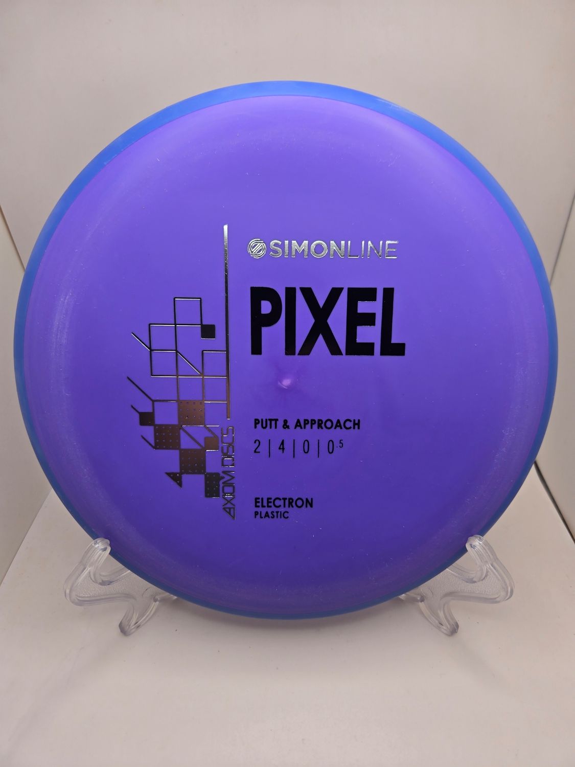 Axiom Discs- Simon Line - Electron Pixel - Stock Purple with Blue Rim 170g.