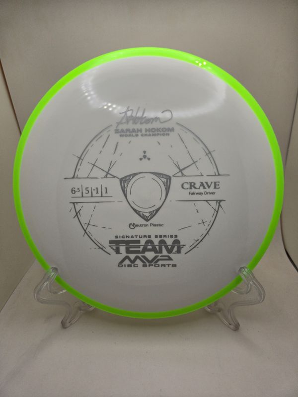 Axiom Discs Team MVP Signature Series Sarah Hokom Neutron Crave White Plate Dayglow Green Rim 158g