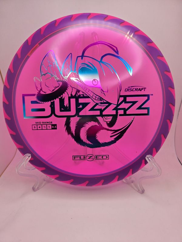 Discraft Discs Fuzed Z Buzzz with BuzzzSaw Pattern Purple with Teal Back Gradient Stamp 177+g