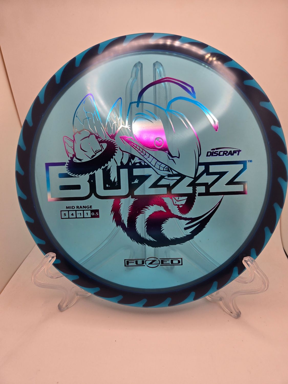 Discraft Discs Fuzed Z Buzzz with BuzzzSaw Pattern Blue with Black Back Gradient Stamp 177+g