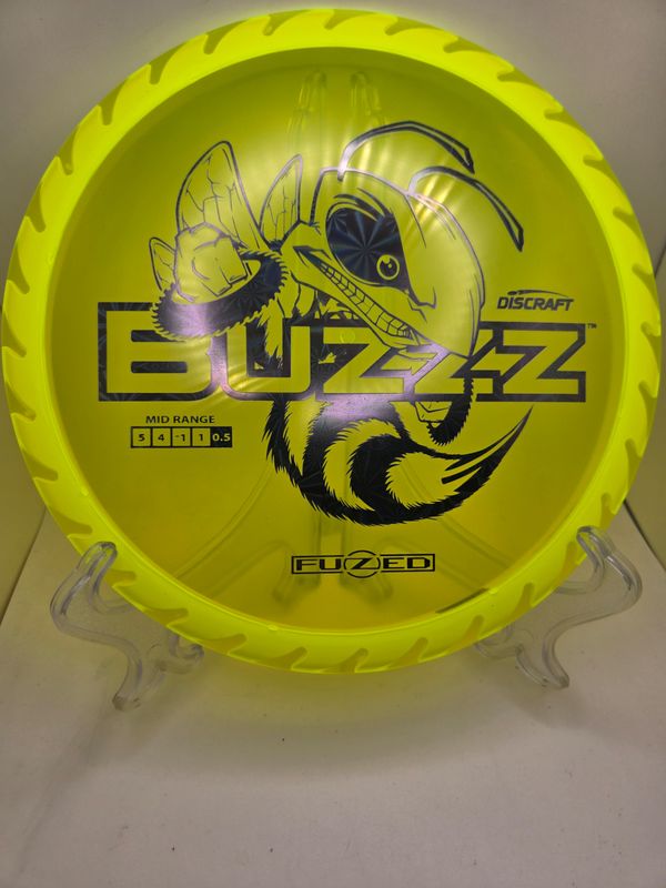 Discraft Discs Fuzed Z Buzzz with BuzzzSaw Pattern Yellow with White Back Black Star Burst Stamp 175-176g