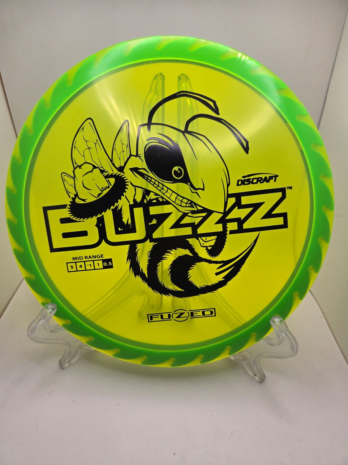 Discraft Discs Fuzed Z Buzzz with BuzzzSaw Pattern Yellow with Blue Back Black Stamp 173-174g