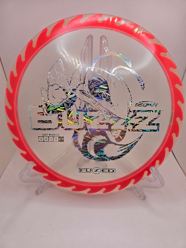 Discraft Discs Fuzed Z Buzzz with BuzzzSaw Pattern Clear with Red Back Silver Discraft Stamp 173-174g