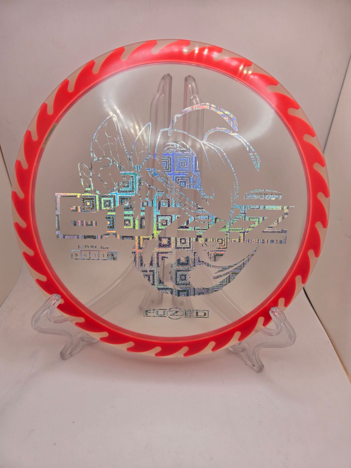 Discraft Discs Fuzed Z Buzzz with BuzzzSaw Pattern Clear with Red Back Silver Circuit Stamp 170-172g