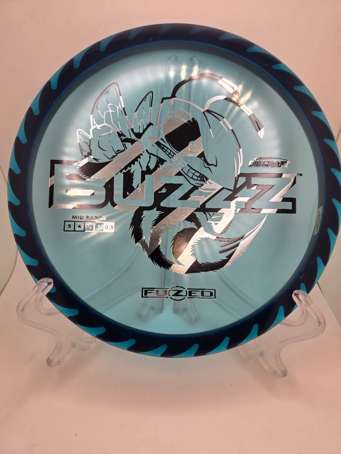 Discraft Discs Fuzed Z Buzzz with BuzzzSaw Pattern Blue with Black Back Silver/Black Stamp 175-176g